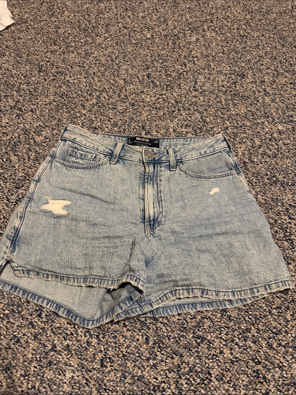 Hollister Light Wash Distressed High-Rise Denim Shorts